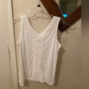 White sleeveless top